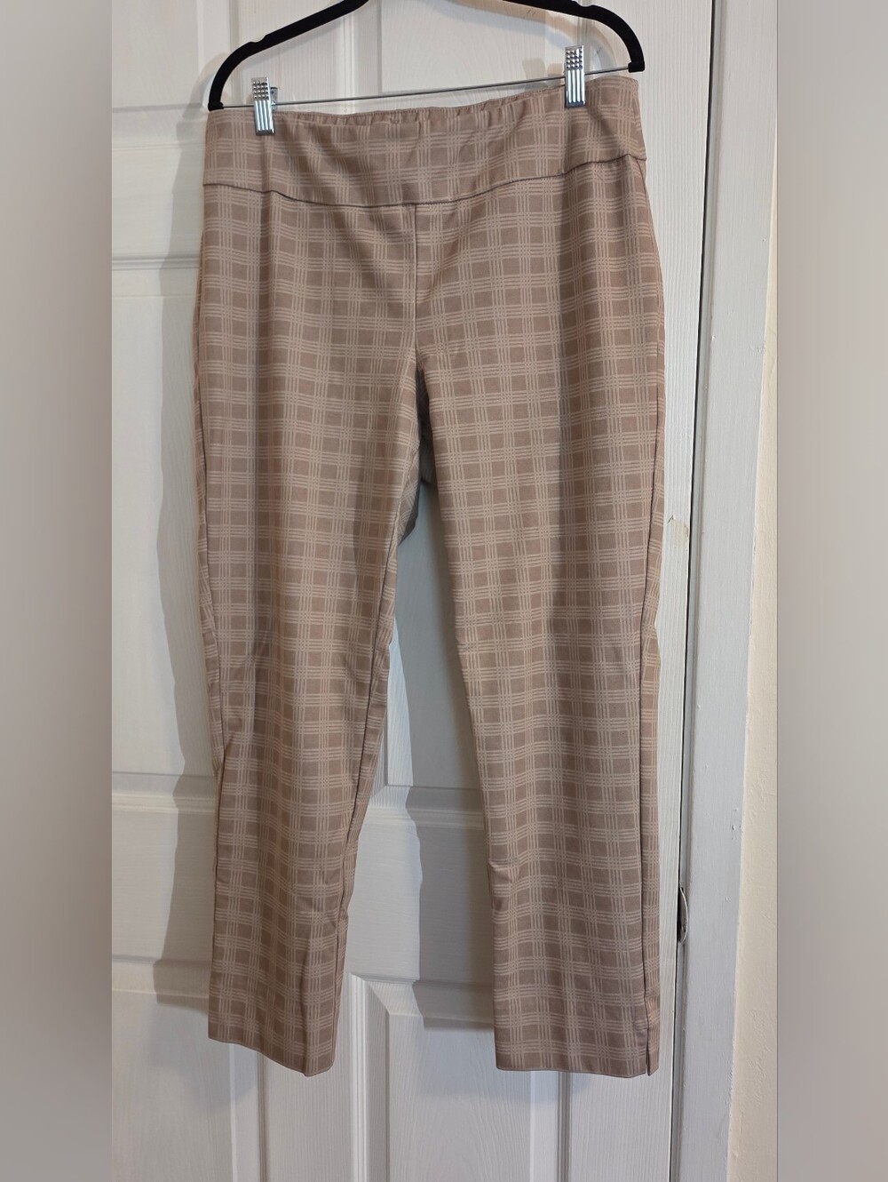Zac & Rachel Beige Plaid Straight Leg Pants